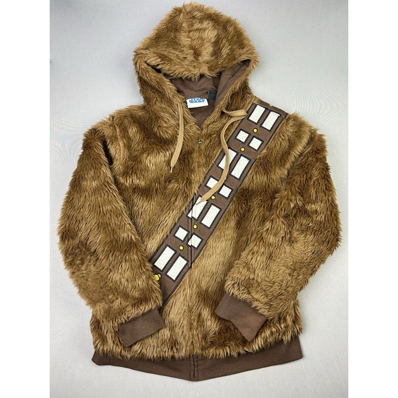 Star Wars Men's S Chewbacca Cosplay Furry Hoodie Jacket (Read)